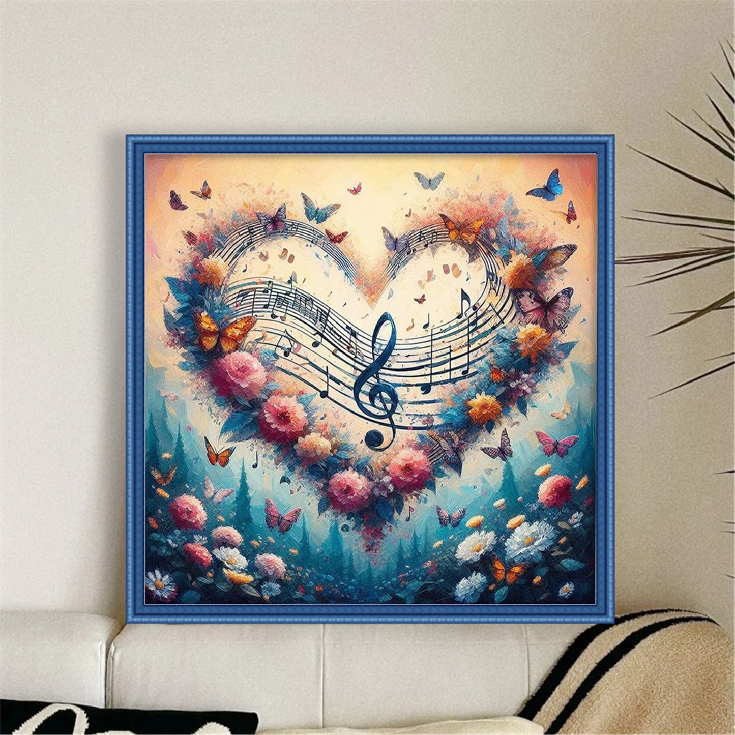 Heart-Shaped Flowers - 11CT Stamped Cross Stitch 40*40CM