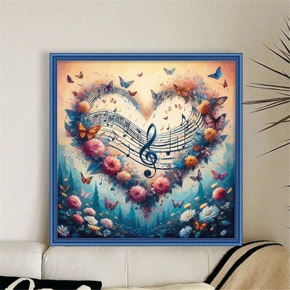 Heart-Shaped Flowers - 11CT Stamped Cross Stitch 40*40CM