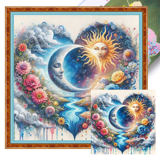 Heart-Shaped Flowers - 11CT Stamped Cross Stitch 40*40CM