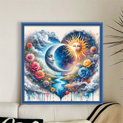 Heart-Shaped Flowers - 11CT Stamped Cross Stitch 40*40CM