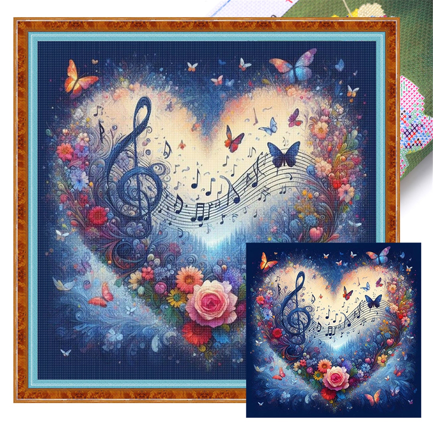 Heart-Shaped Flowers - 11CT Stamped Cross Stitch 40*40CM