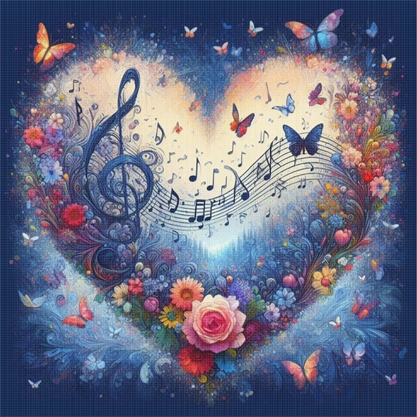 Heart-Shaped Flowers - 11CT Stamped Cross Stitch 40*40CM