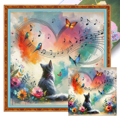 Heart-Shaped Flowers - 11CT Stamped Cross Stitch 40*40CM