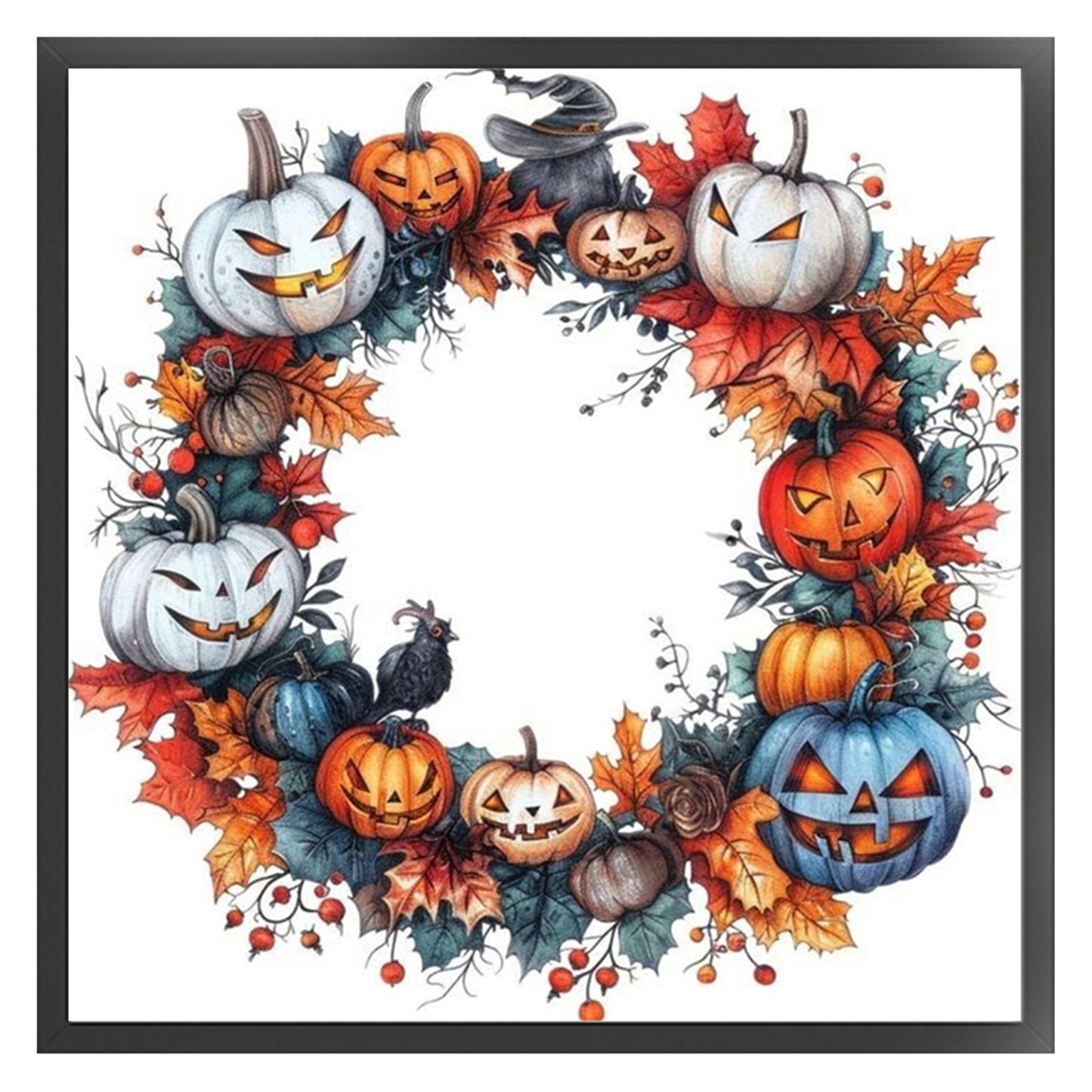 Pumpkin Wreath - 11CT Stamped Cross Stitch 40*40CM