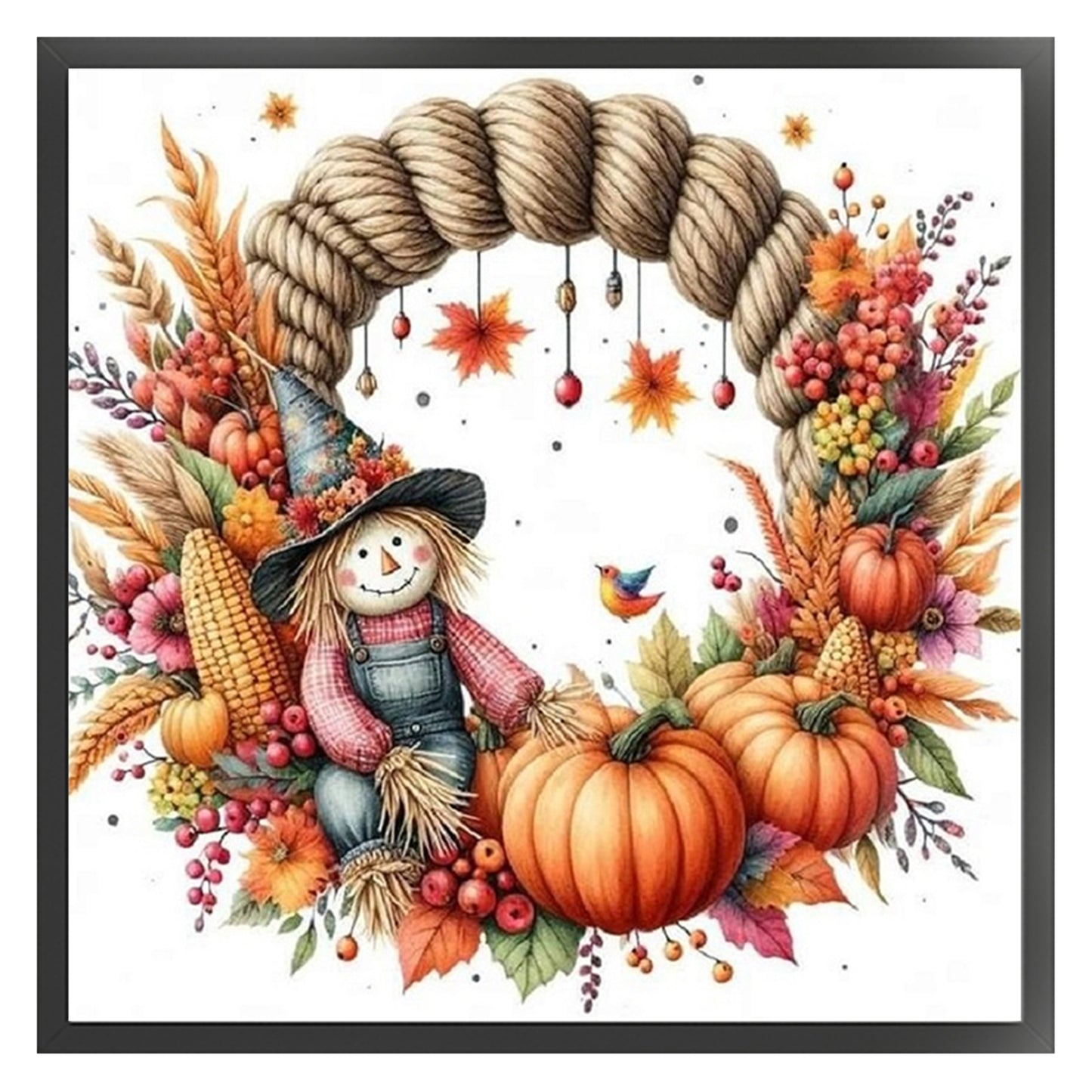 Scarecrow Wreath - 11CT Stamped Cross Stitch 40*40CM