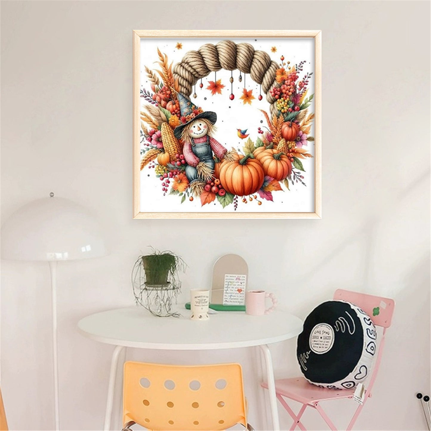 Scarecrow Wreath - 11CT Stamped Cross Stitch 40*40CM