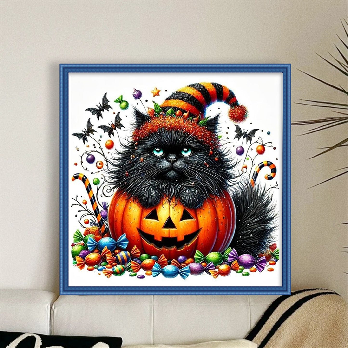 Pumpkin And Black Cat - 11CT Stamped Cross Stitch 40*40CM