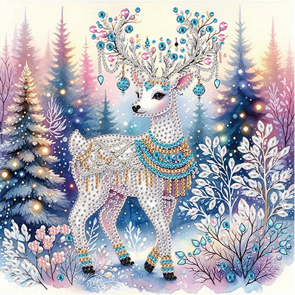Deer In Snowy Landscape - Special Shaped Drill Diamond Painting 30*30CM