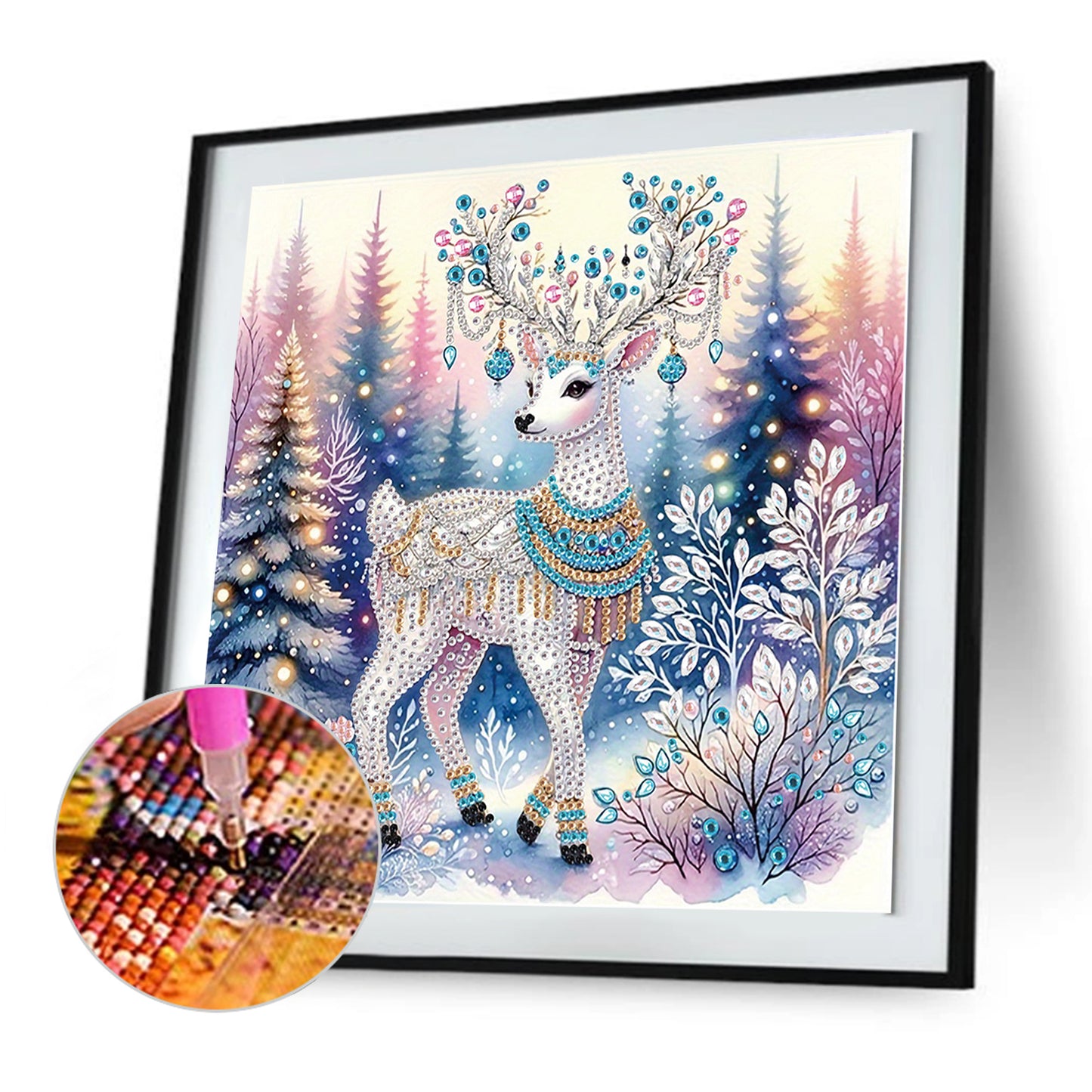 Deer In Snowy Landscape - Special Shaped Drill Diamond Painting 30*30CM