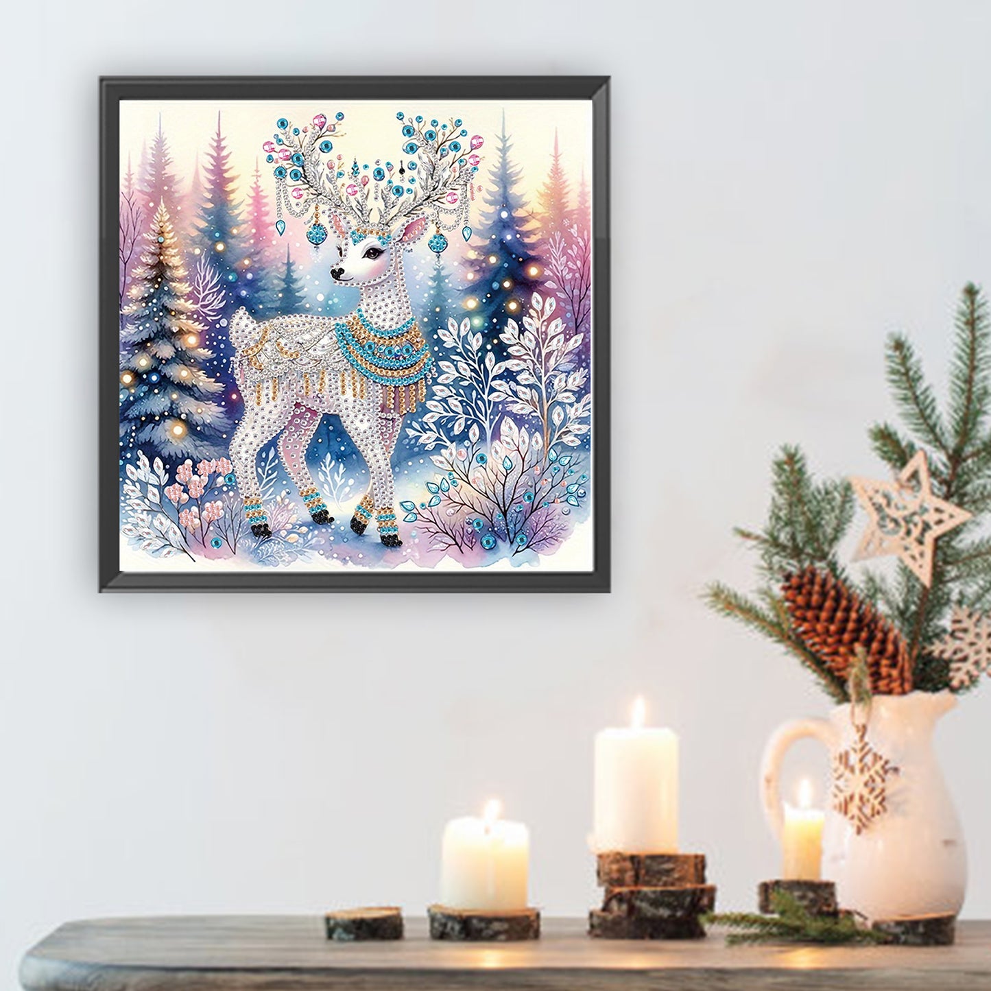 Deer In Snowy Landscape - Special Shaped Drill Diamond Painting 30*30CM