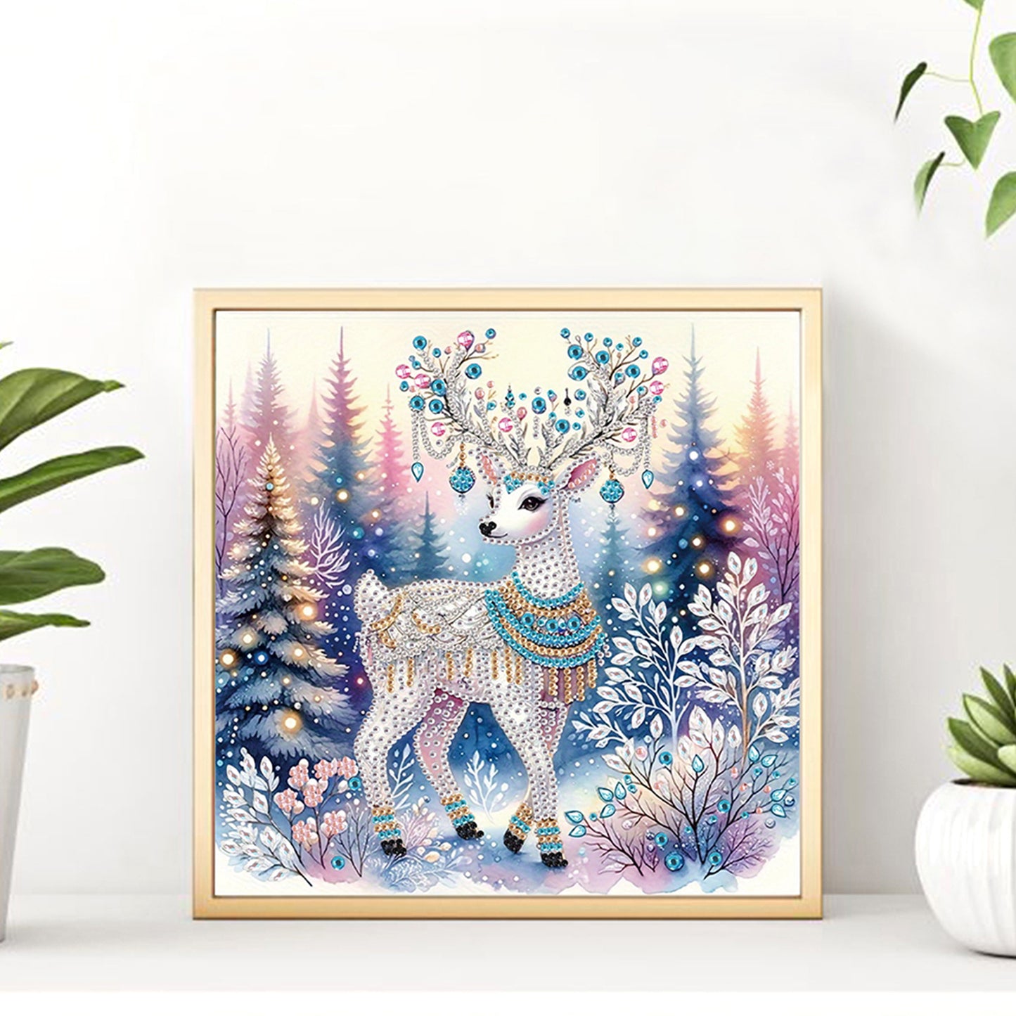 Deer In Snowy Landscape - Special Shaped Drill Diamond Painting 30*30CM