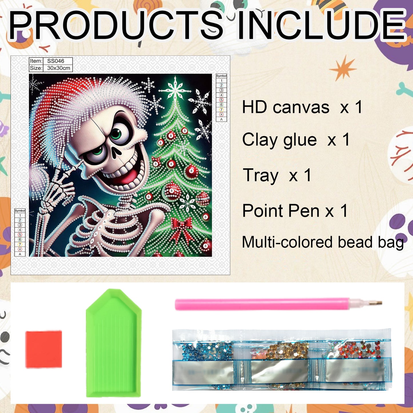 Christmas Skull - Special Shaped Drill Diamond Painting 30*30CM