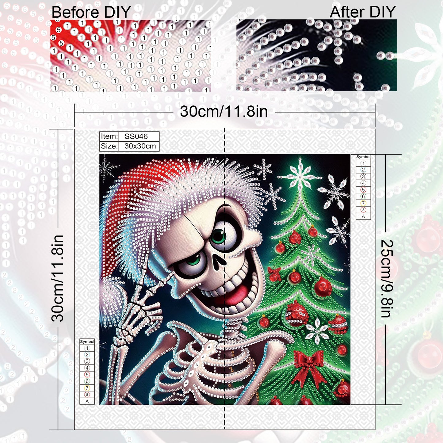 Christmas Skull - Special Shaped Drill Diamond Painting 30*30CM