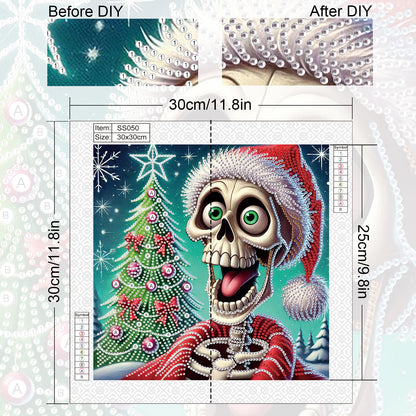 Christmas Skull - Special Shaped Drill Diamond Painting 30*30CM