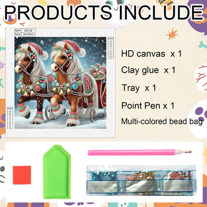 Christmas Pony - Special Shaped Drill Diamond Painting 30*30CM