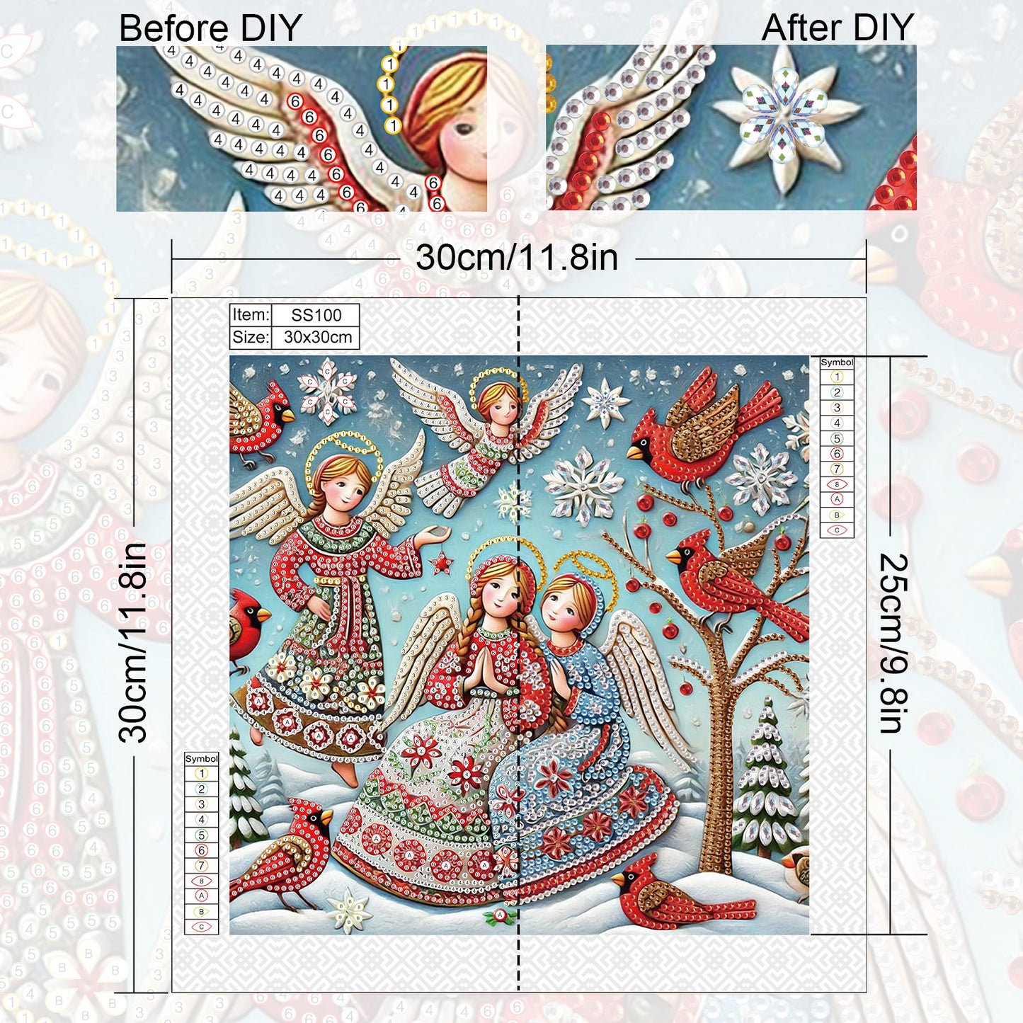Christmas Angel - Special Shaped Drill Diamond Painting 30*30CM