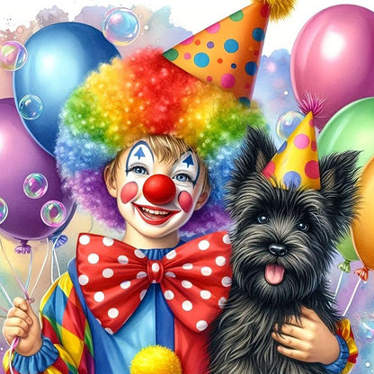 Clown And Dog - Full Round Drill Diamond Painting 40*40CM