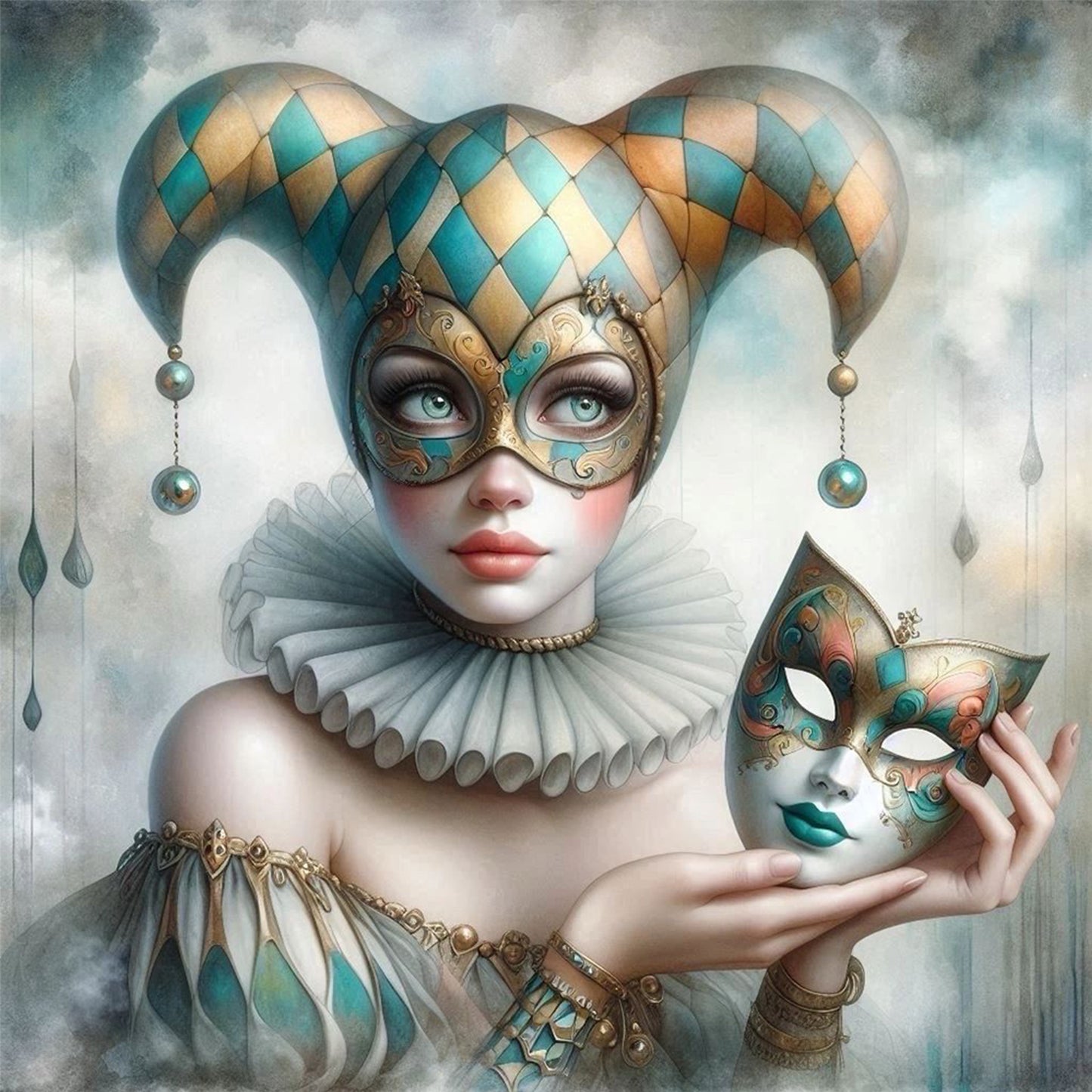 Clown Mask - Full Round Drill Diamond Painting 40*40CM