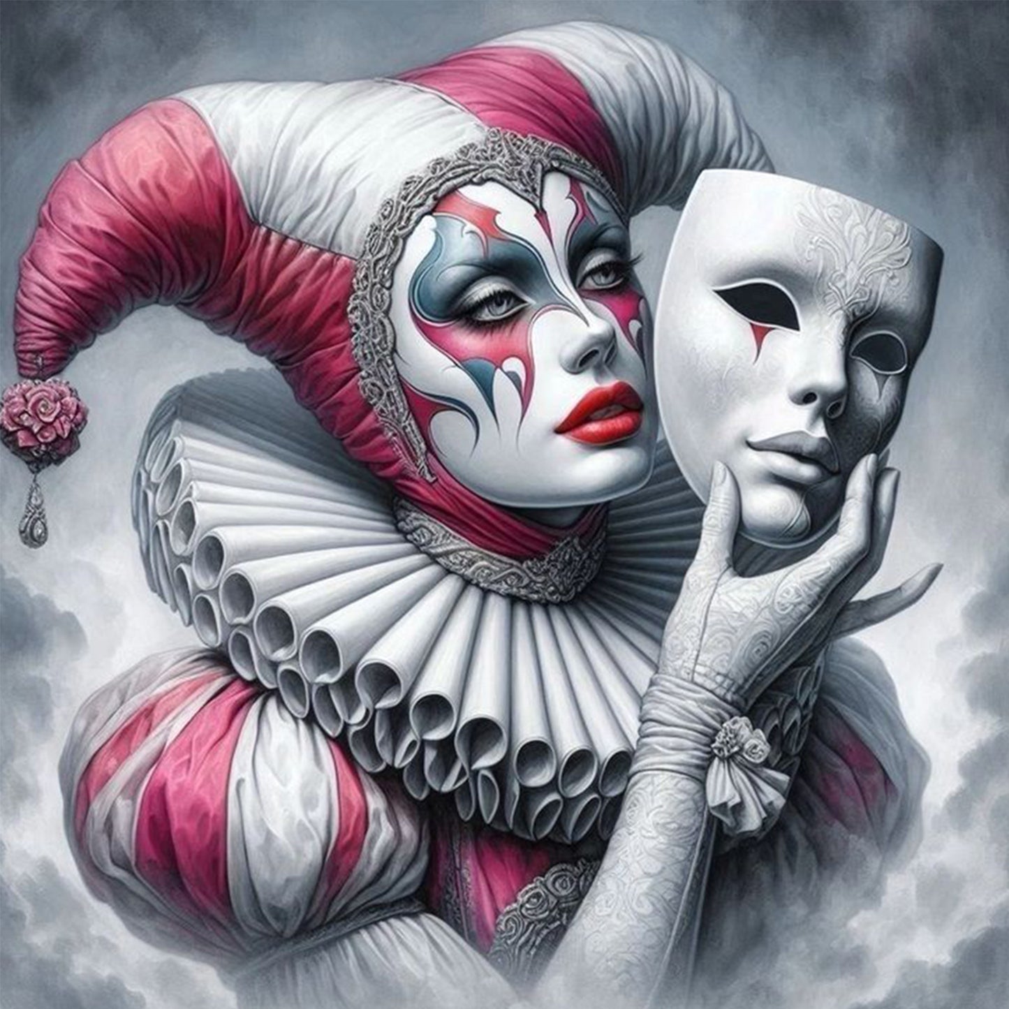 Clown Mask - Full Round Drill Diamond Painting 40*40CM