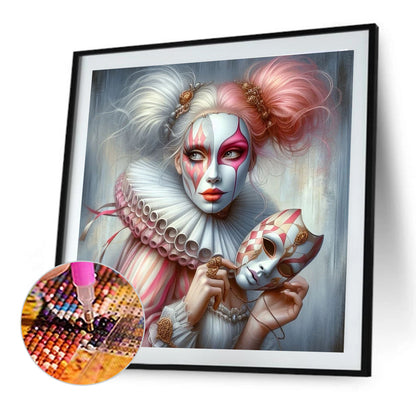 White And Pink Clown - Full Round Drill Diamond Painting 40*40CM