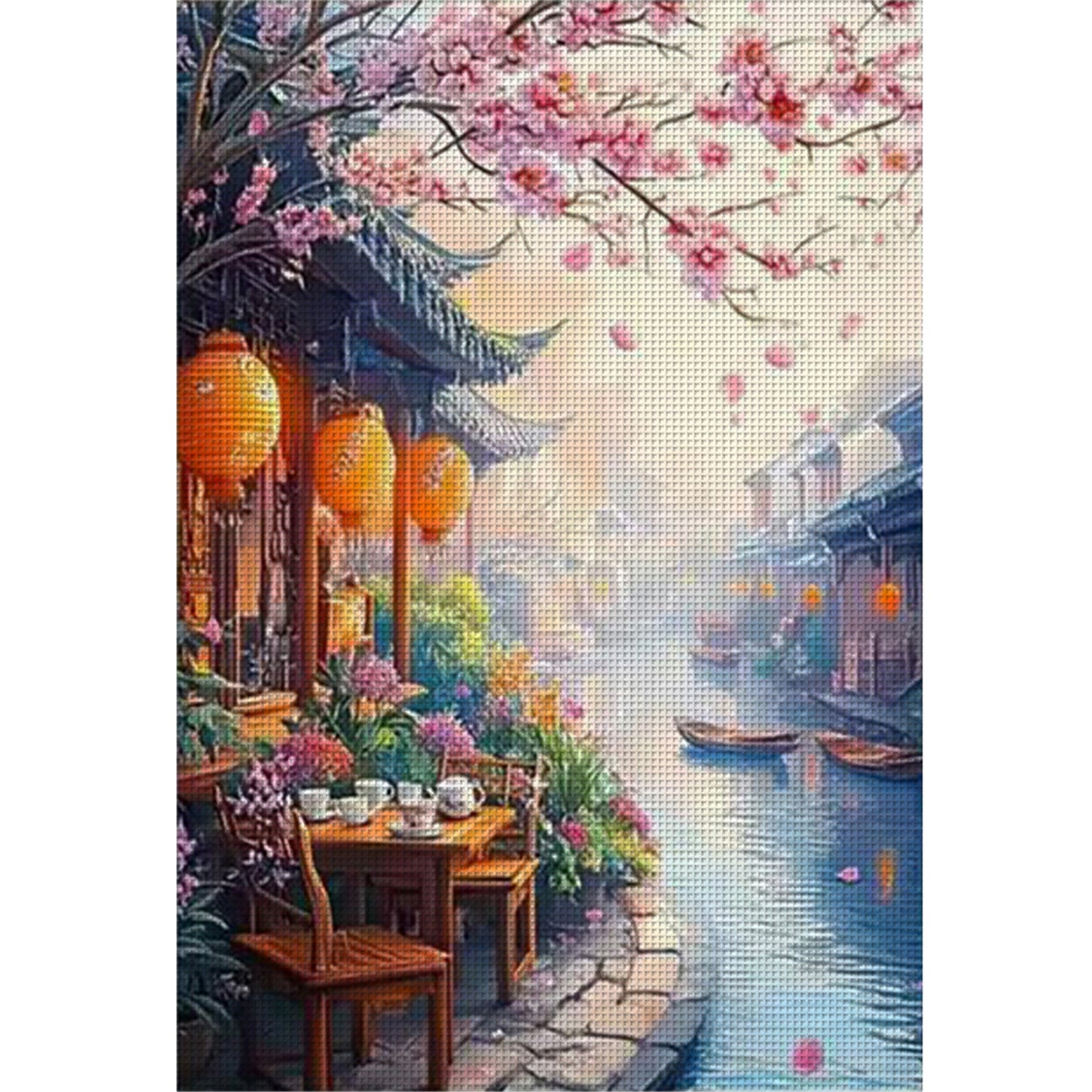 Jiangnan Ancient Town - Spring - 11CT Stamped Cross Stitch 50*70CM£¨Mona Lisa Brand£©