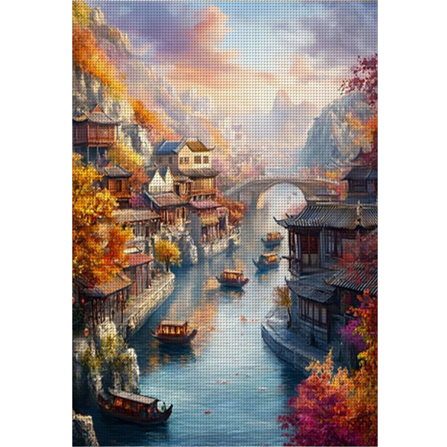 Jiangnan Ancient Town - Autumn - 11CT Stamped Cross Stitch 50*70CM£¨Mona Lisa Brand£©
