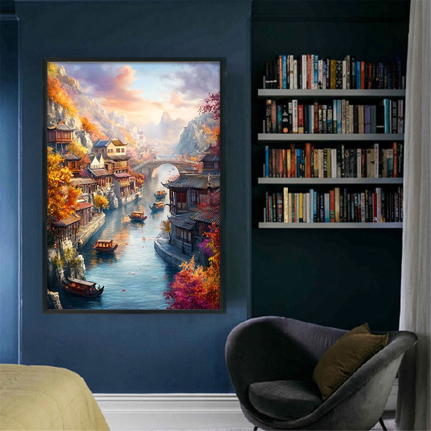 Jiangnan Ancient Town - Autumn - 11CT Stamped Cross Stitch 50*70CM£¨Mona Lisa Brand£©