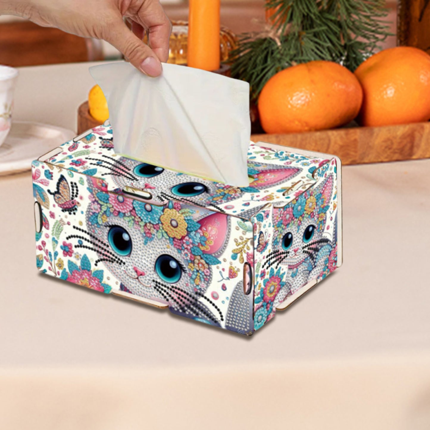 Wooden Diamond Painting Tissue Box for Home and Office Decoration (CZH001)