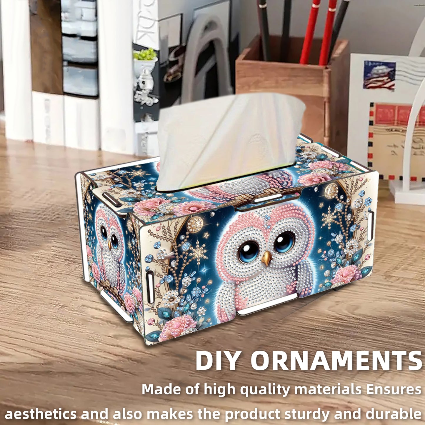 Wooden Diamond Painting Tissue Box for Home and Office Decoration (CZH006)