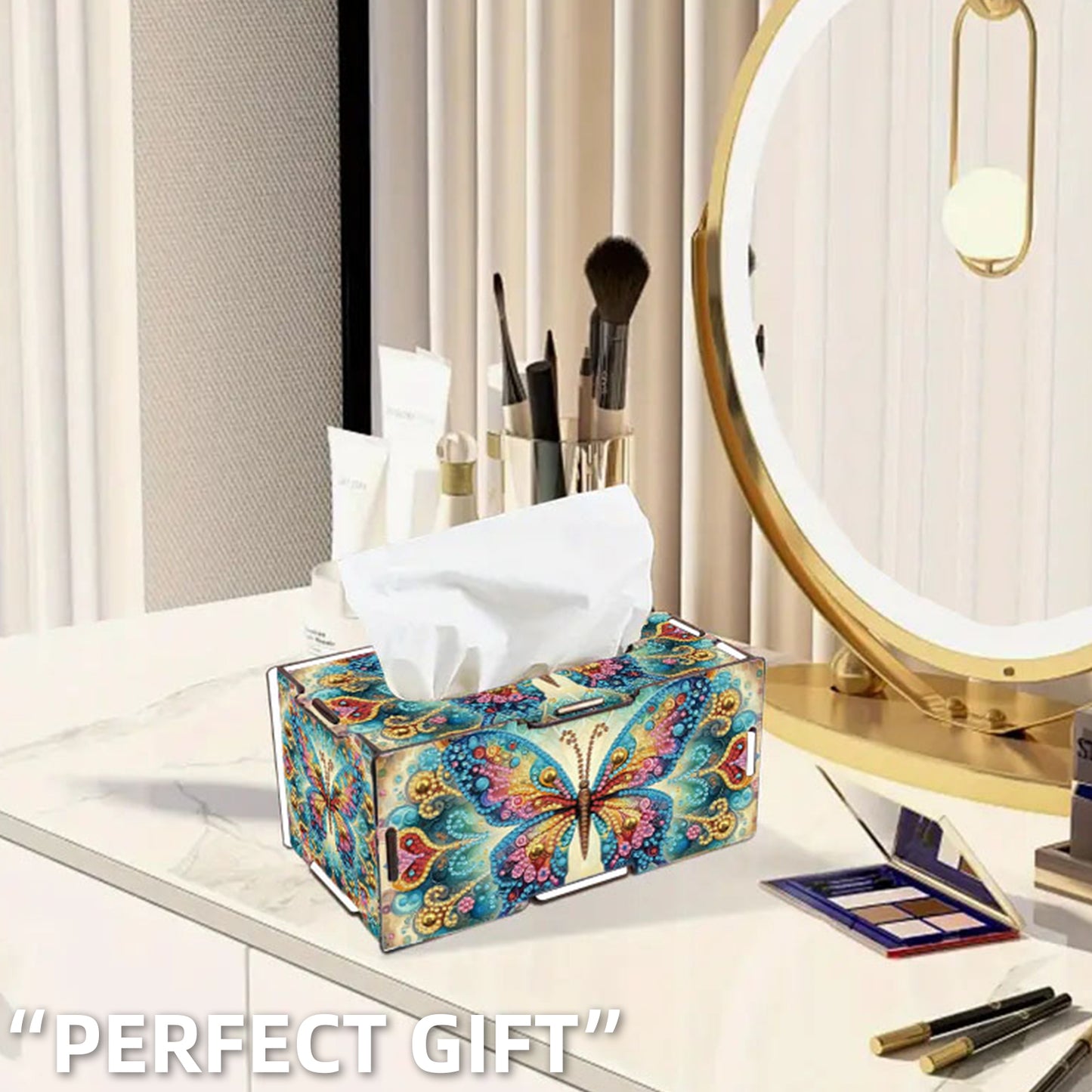 Wooden Diamond Painting Tissue Box for Home and Office Decoration (CZH012)