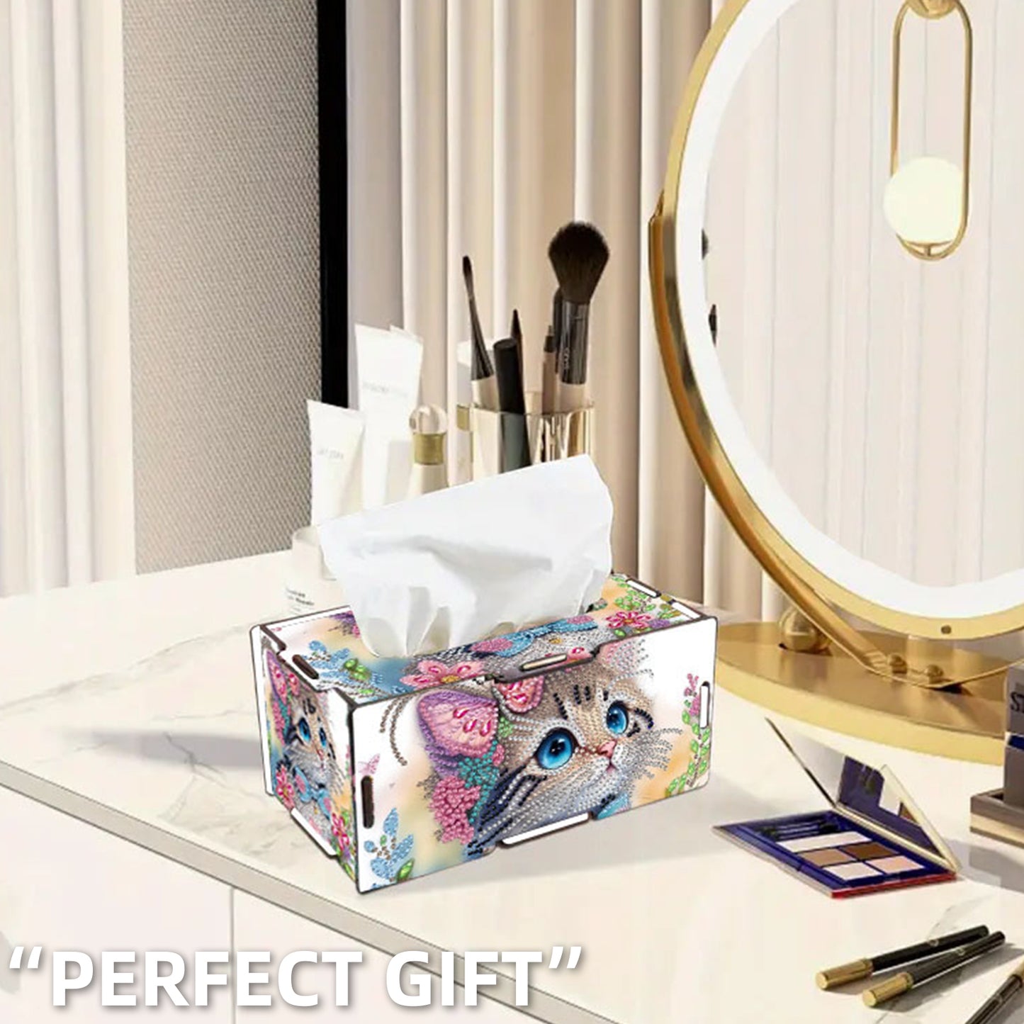 Wooden Diamond Painting Tissue Box for Home and Office Decoration (CZH014)
