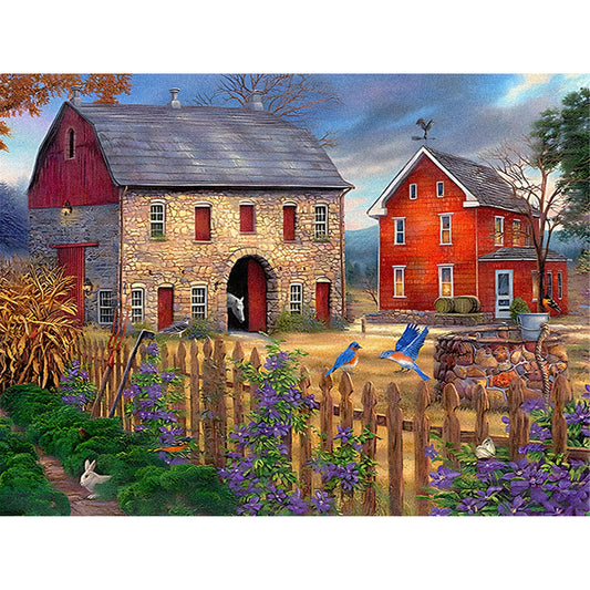 Countryside House - Full Round Drill Diamond Painting 40*30CM