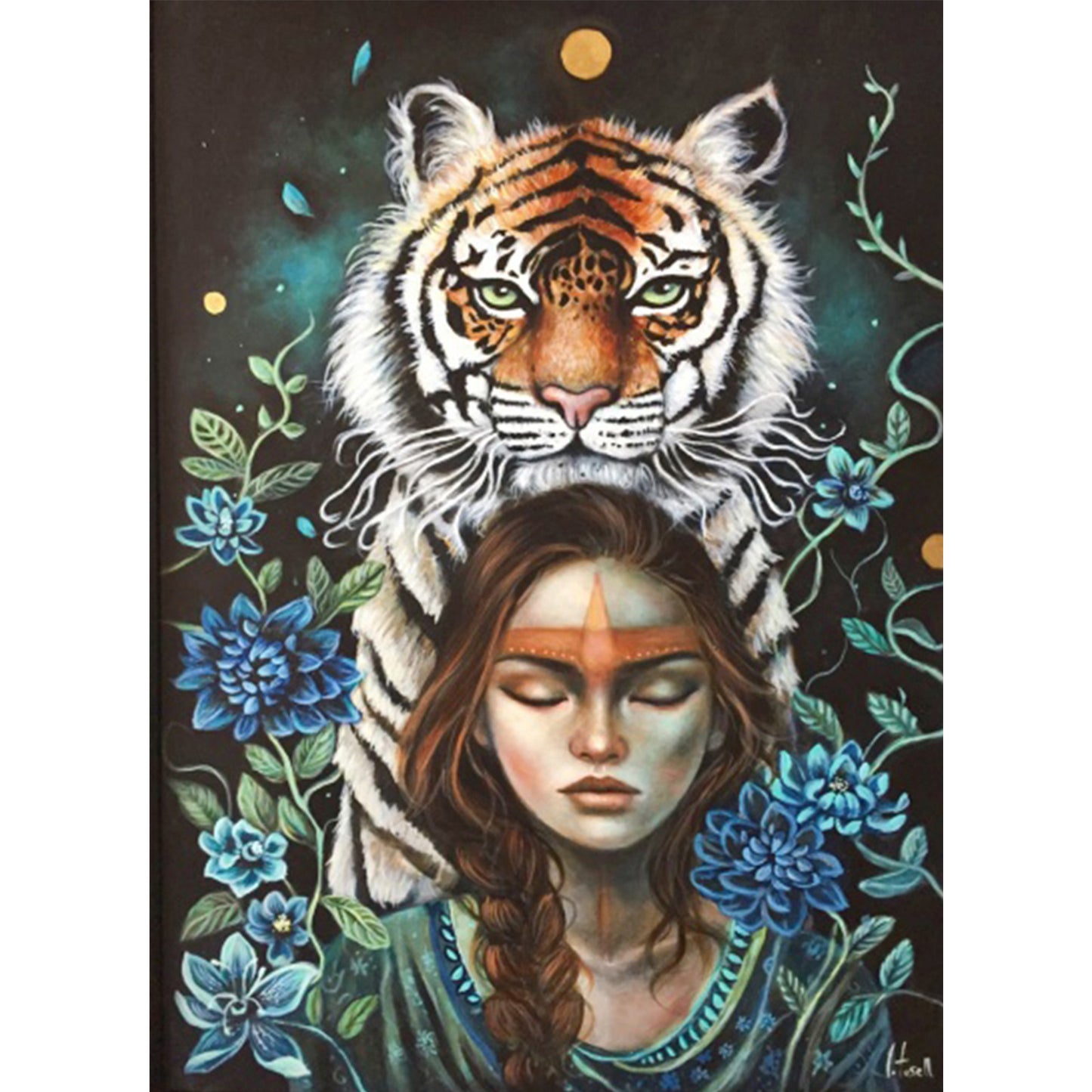 Tiger Woman - Partial AB Full Round Drill Diamond Painting 40*55CM