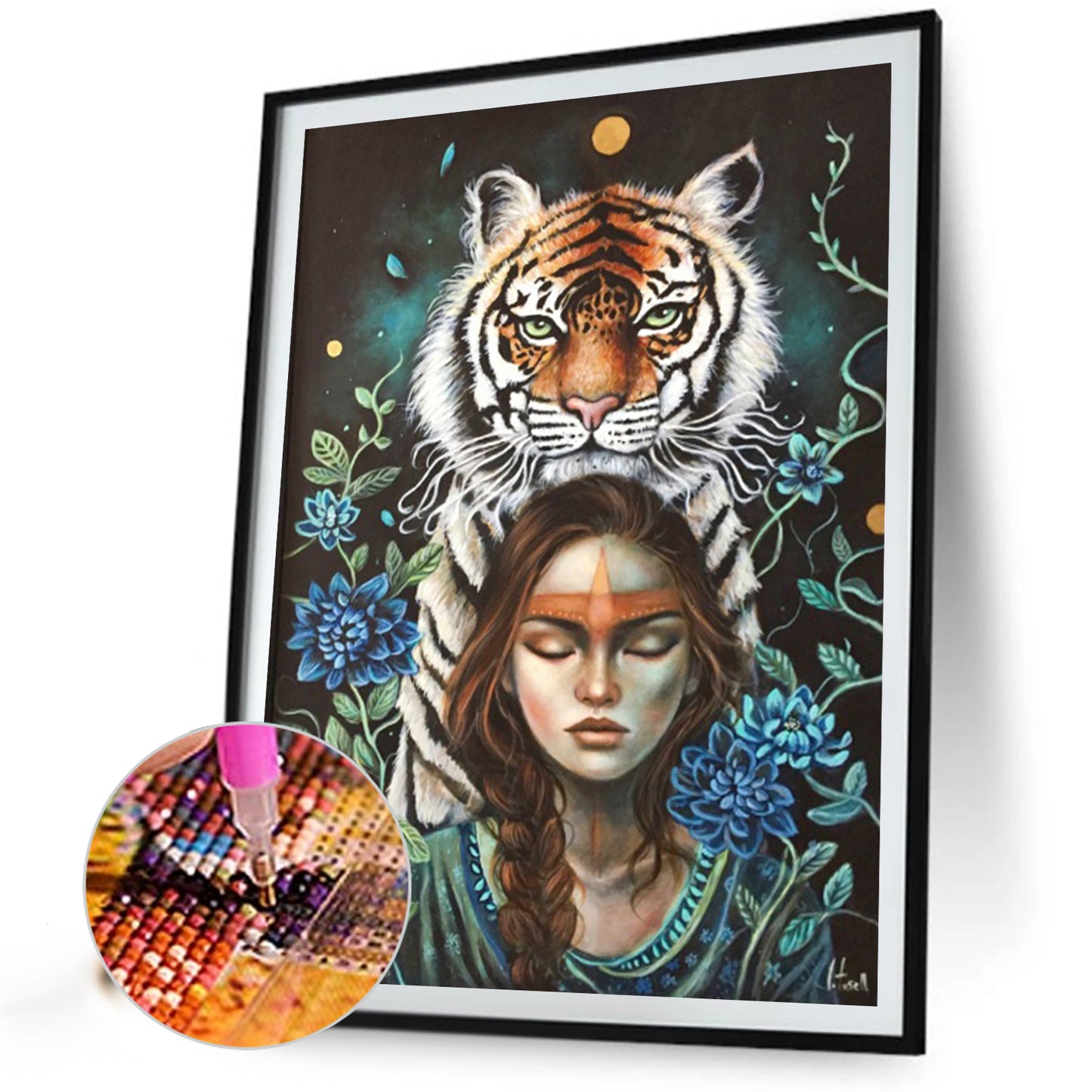 Tiger Woman - Partial AB Full Round Drill Diamond Painting 40*55CM