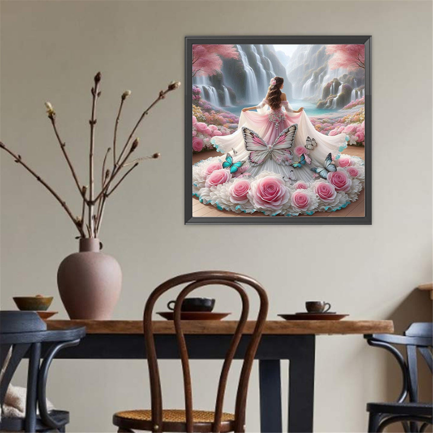 Girl In A Fancy Dress - Full Round Drill Diamond Painting 40*40CM