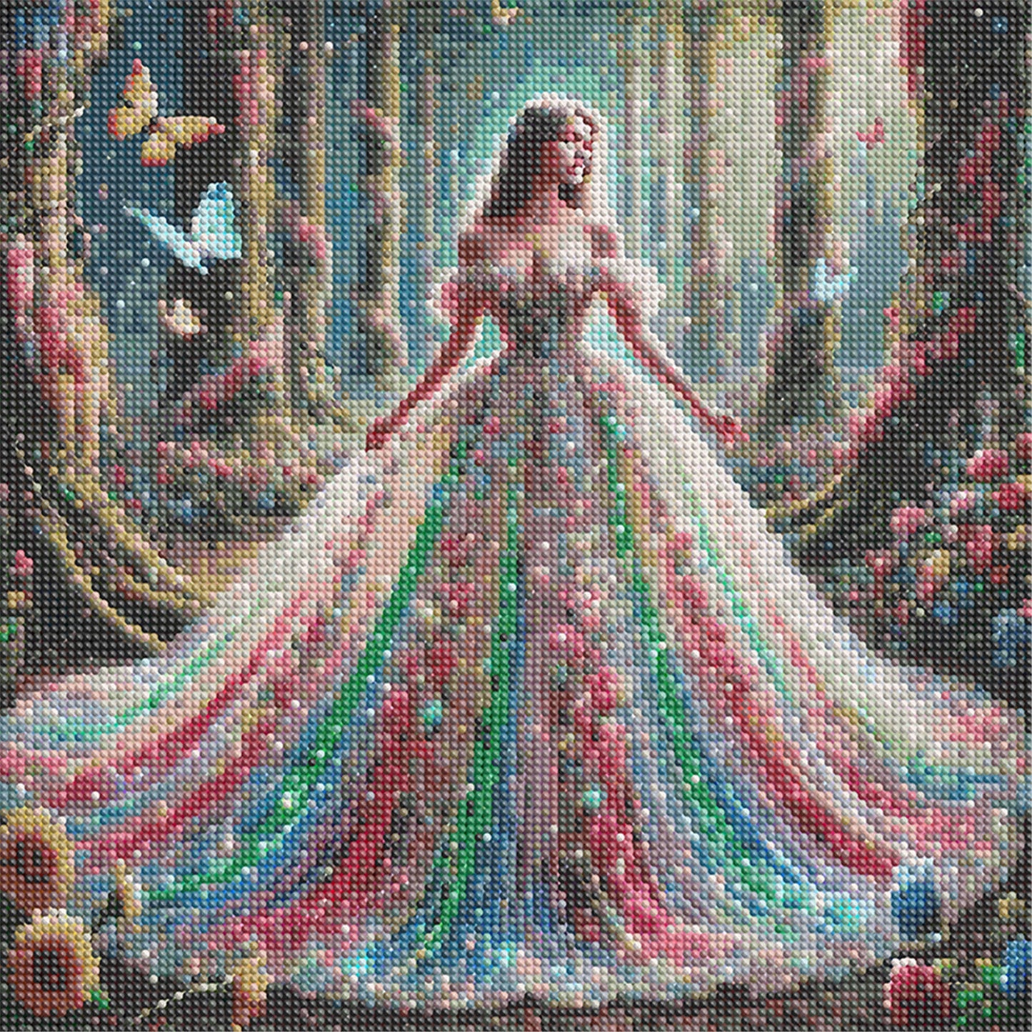 Girl In A Fancy Dress - Full Round Drill Diamond Painting 40*40CM
