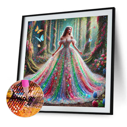 Girl In A Fancy Dress - Full Round Drill Diamond Painting 40*40CM
