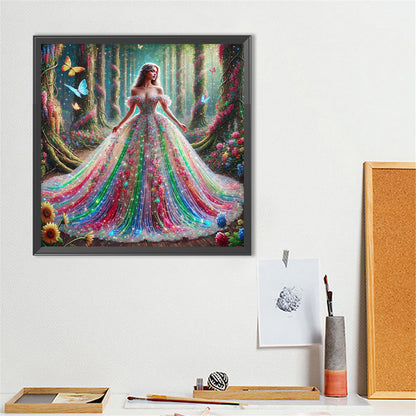Girl In A Fancy Dress - Full Round Drill Diamond Painting 40*40CM