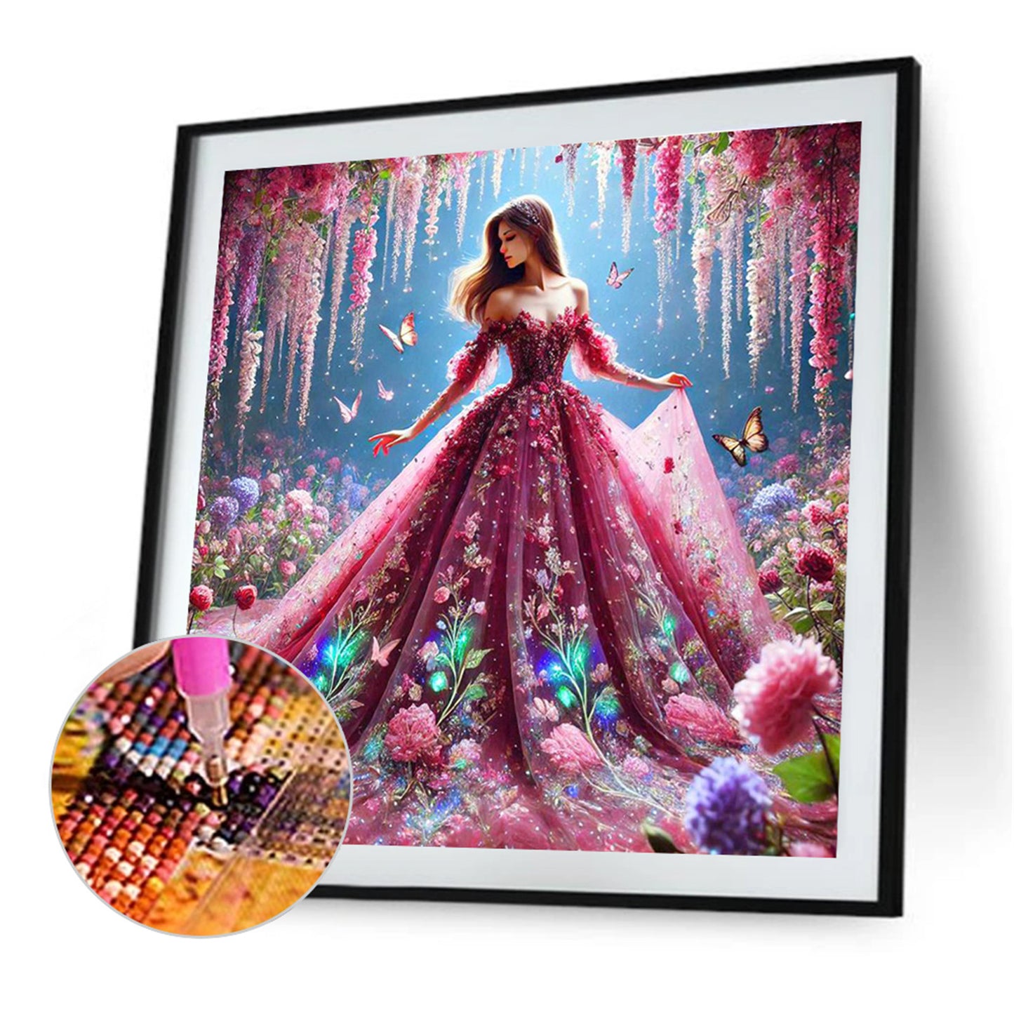 Girl In A Fancy Dress - Full Round Drill Diamond Painting 40*40CM