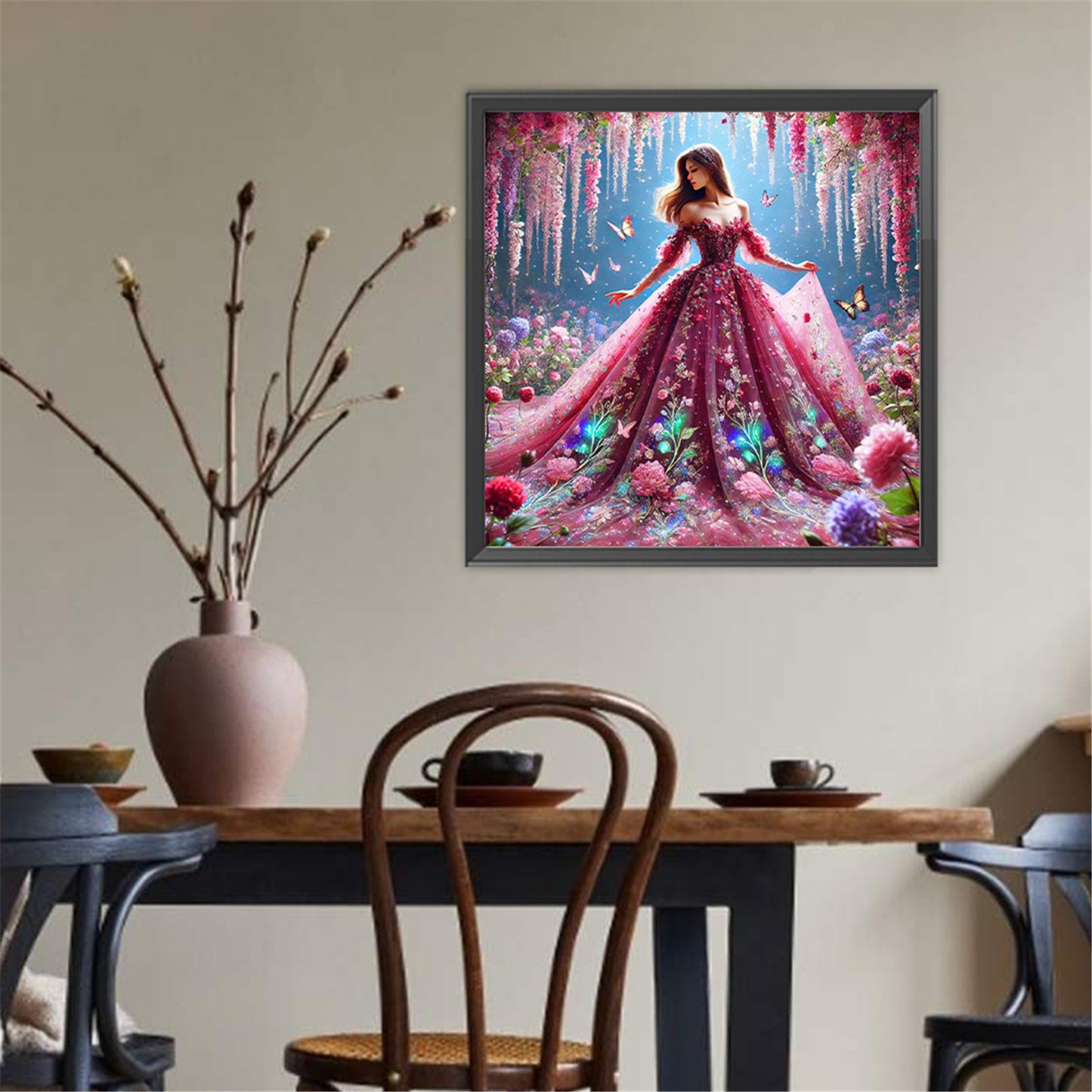Girl In A Fancy Dress - Full Round Drill Diamond Painting 40*40CM