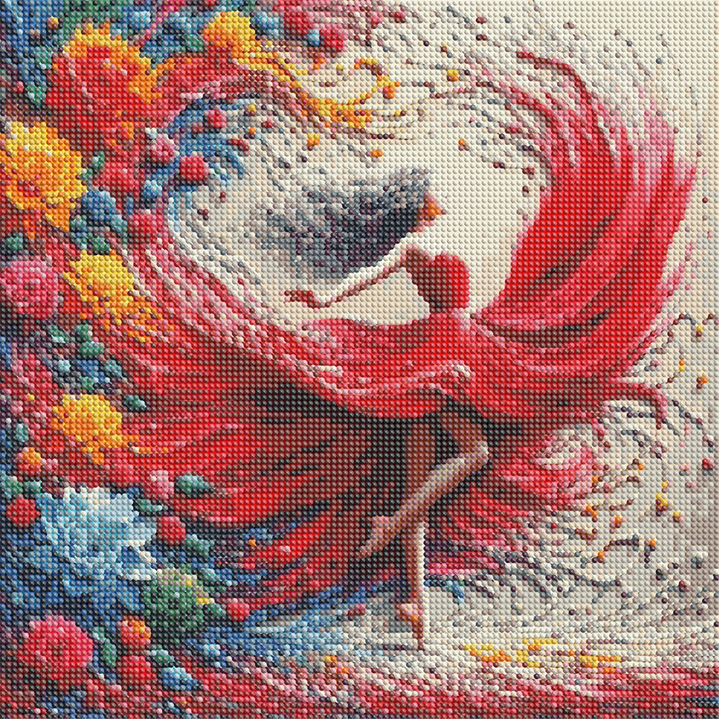 Girl In A Colorful Skirt - Full Round Drill Diamond Painting 40*40CM