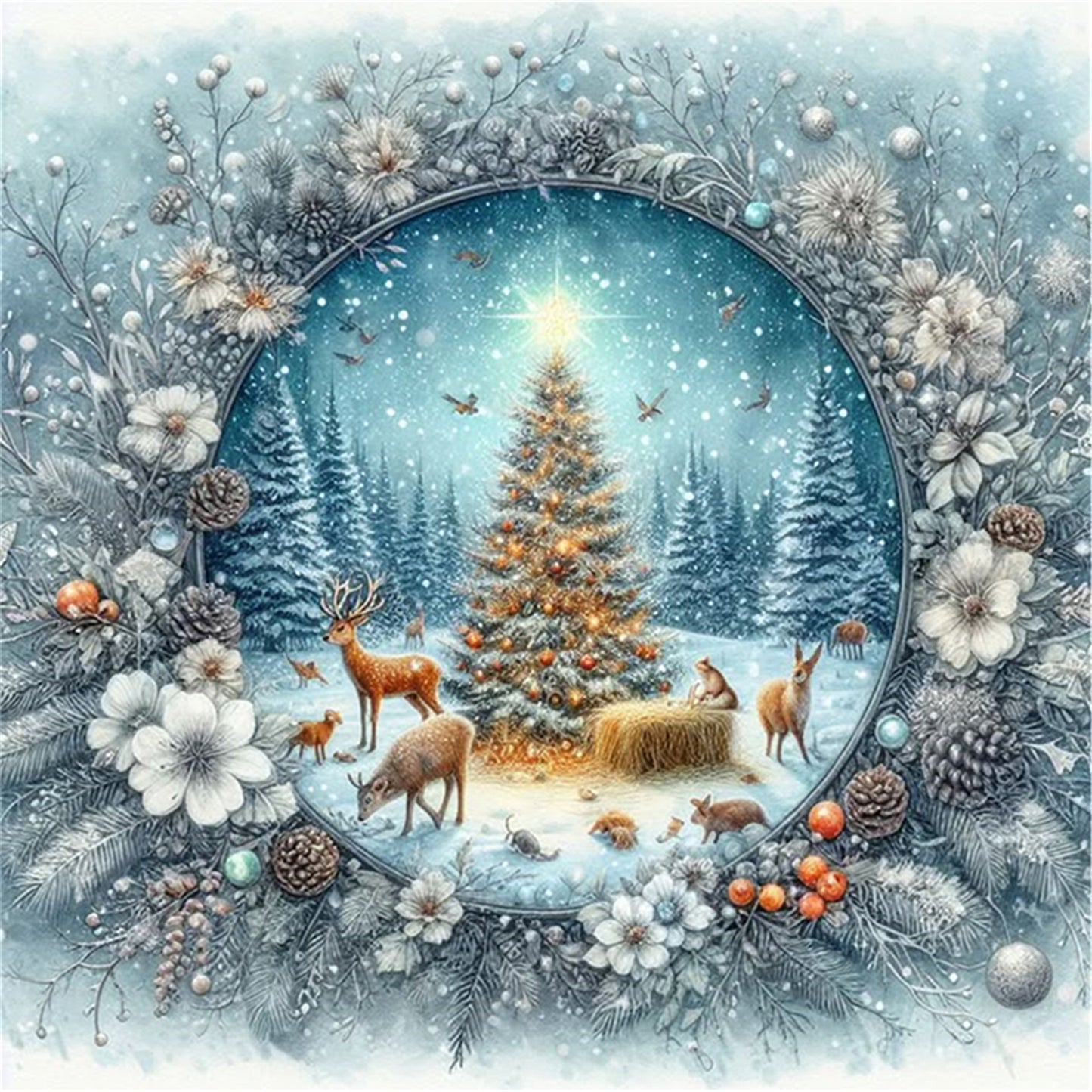 Christmas Tree - 11CT Stamped Cross Stitch 40*40CM