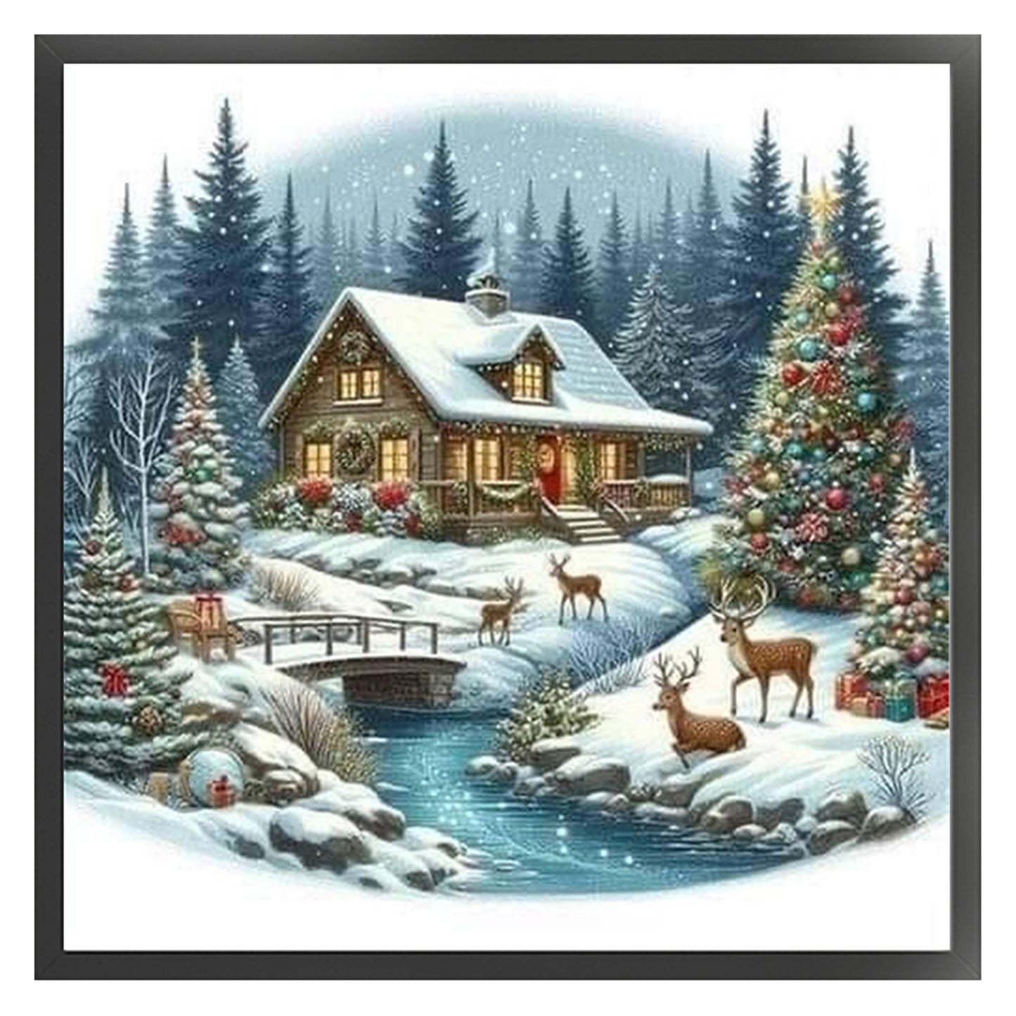 Christmas Cottage - 11CT Stamped Cross Stitch 40*40CM