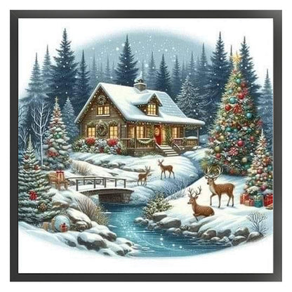 Christmas Cottage - 11CT Stamped Cross Stitch 40*40CM