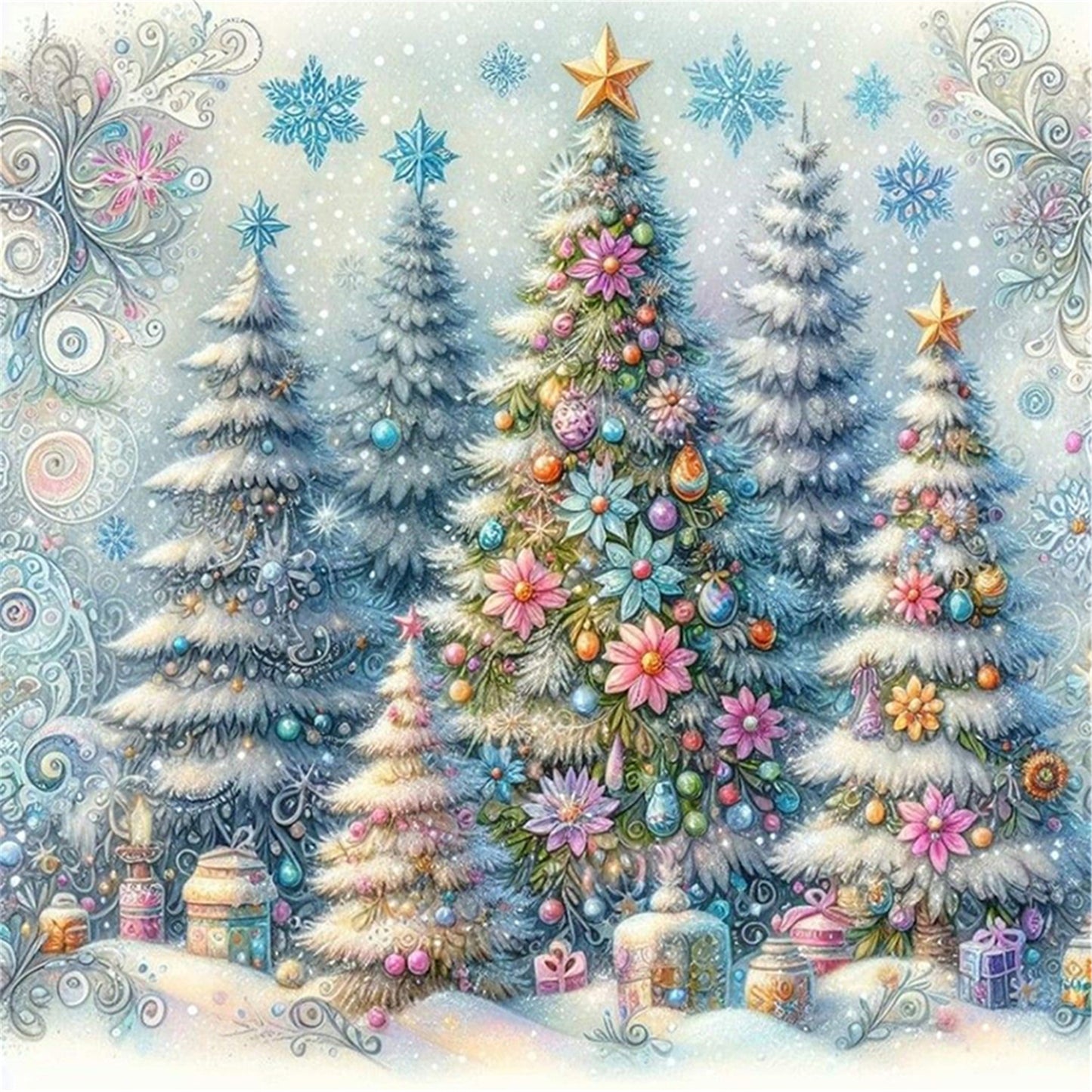 Christmas Tree - 11CT Stamped Cross Stitch 40*40CM