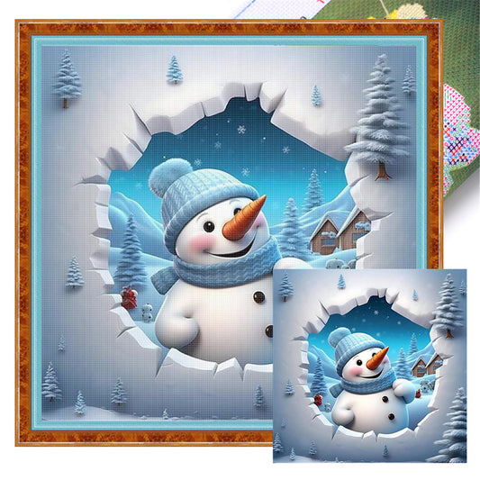 Winter Snowman - 11CT Stamped Cross Stitch 40*40CM