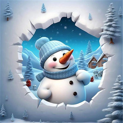 Winter Snowman - 11CT Stamped Cross Stitch 40*40CM