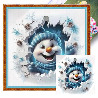 Winter Snowman - 11CT Stamped Cross Stitch 40*40CM