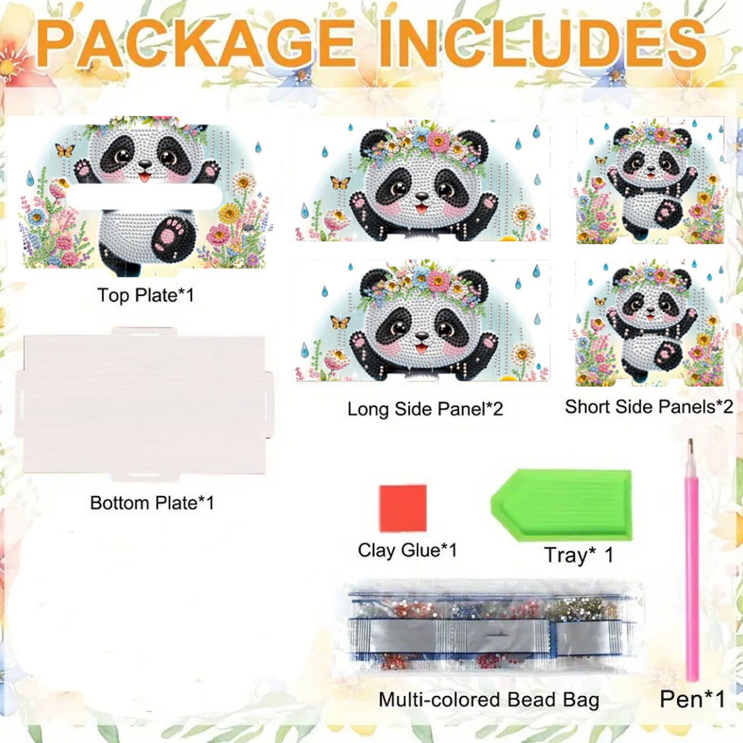 Panda DIY Diamond Art Paper Towel Holder for Home and Office Decoration