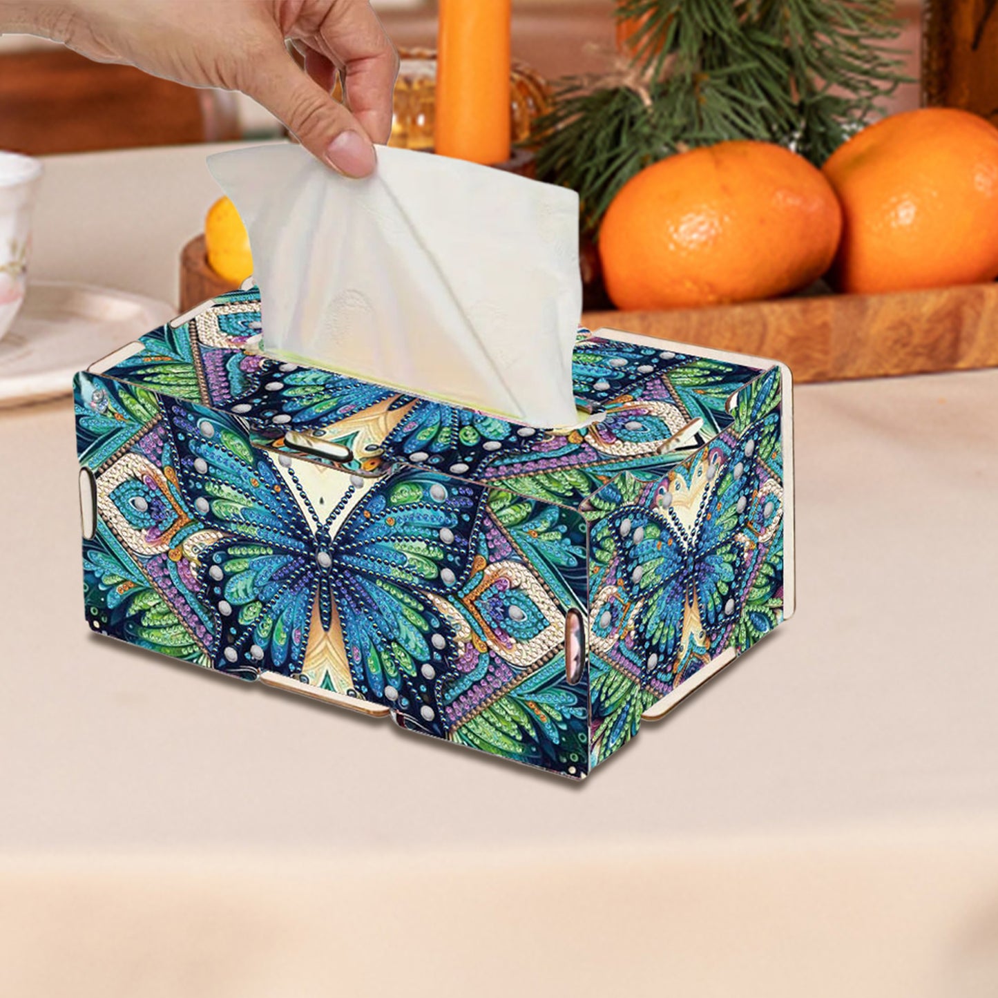 Butterfly DIY Diamond Art Paper Towel Holder for Home and Office Decoration